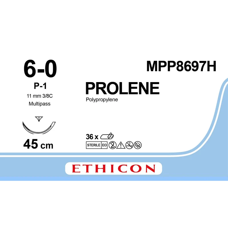 Sutura Ethicon PROLENE BLUE MPP8697H - 6-0, Ago 3/8 P-1 mm 11 - Blu (conf. 36 pz.)