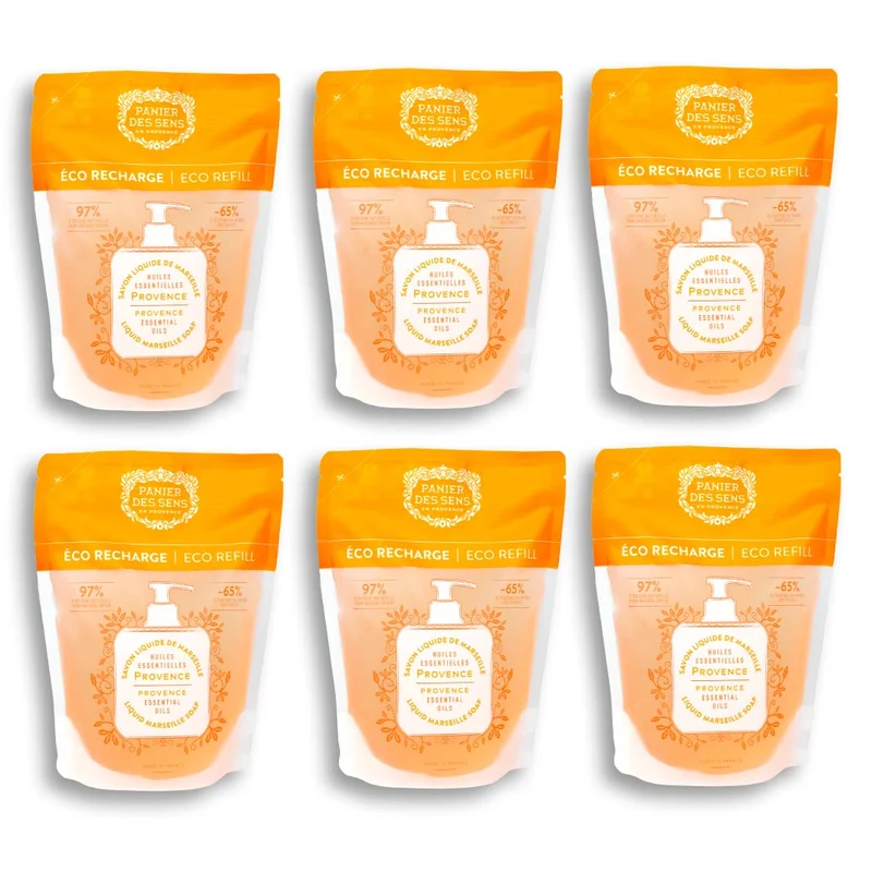 Pack de 6 recharges savon liquide de Marseille - Provence Énergisante 6x500ml
