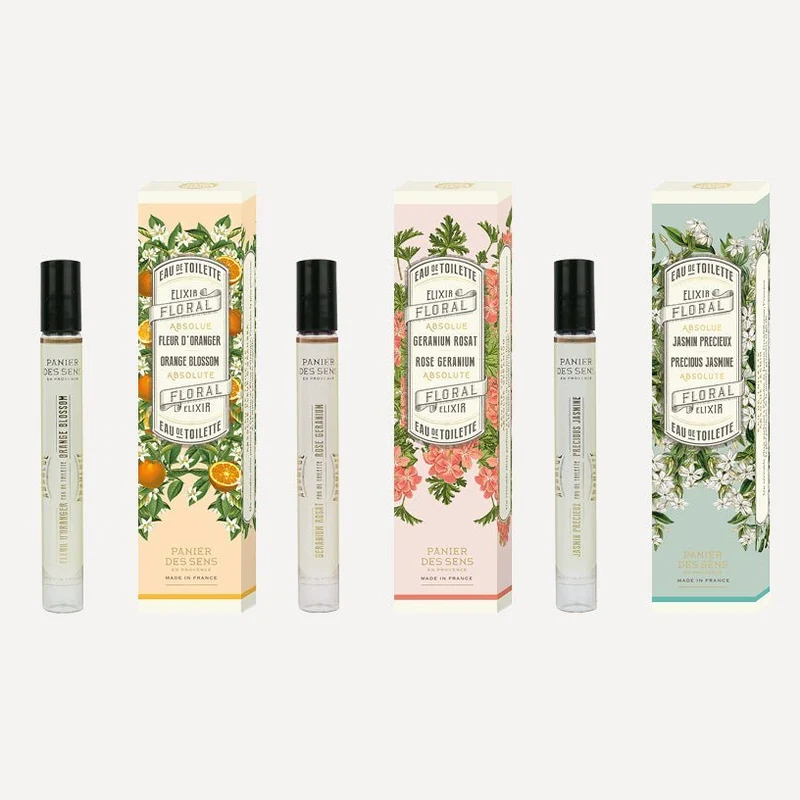 Trio eaux de toilette format Roll-on - Fleur d'Oranger, Jasmin et Géranium Rosat