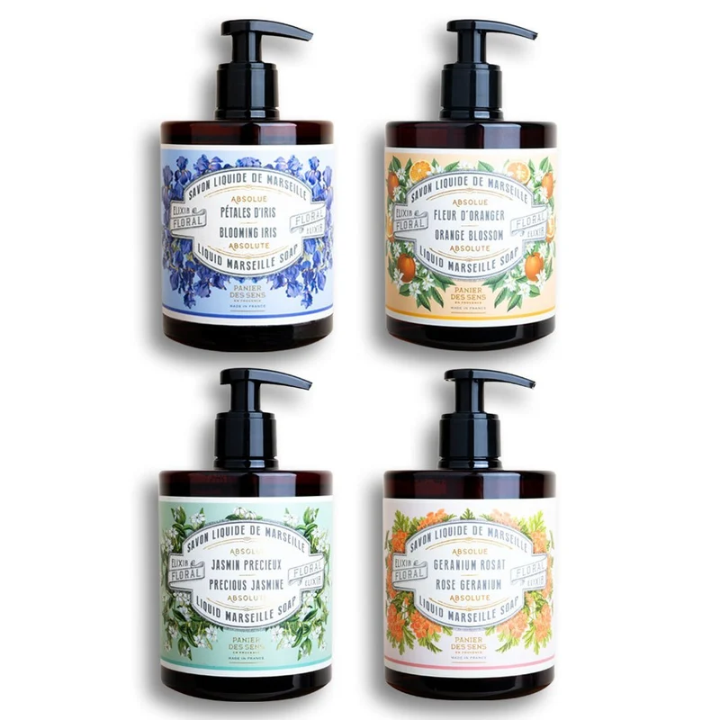 Pack de 4 savons de Marseille liquides aux absolues de parfum - 4 x 500ml