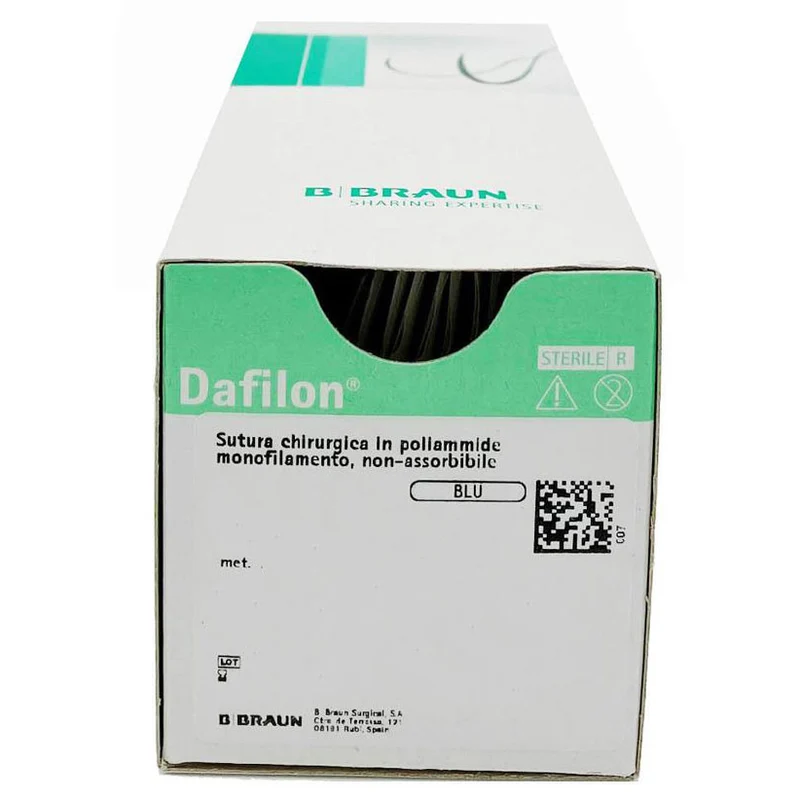 Dafilon suture non assorbibili in nylon, ago 3/8 12mm, USP 4/0 - filo blu 45cm (conf. 12 pz.)