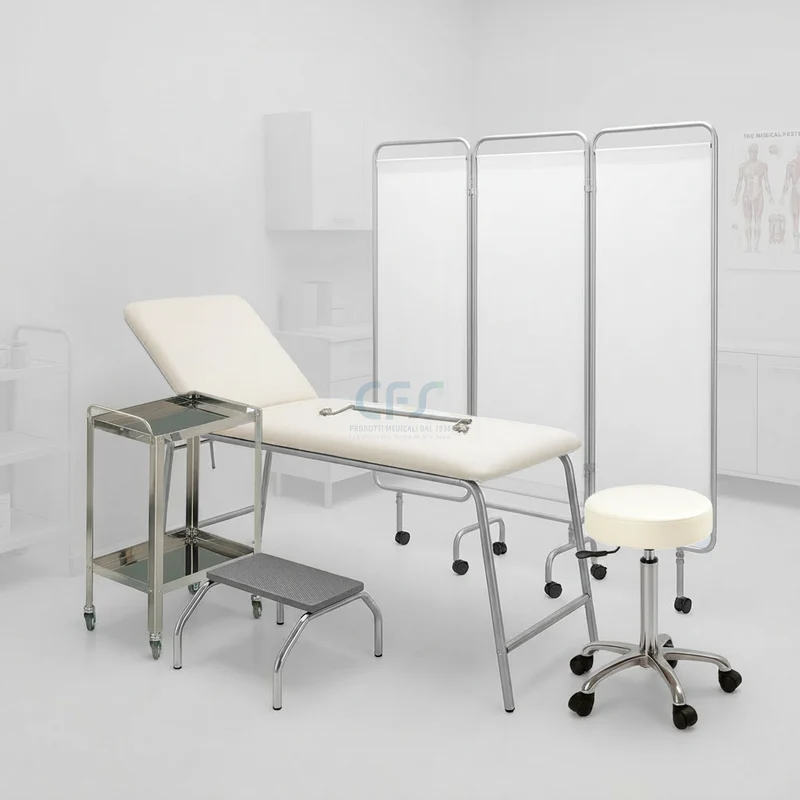 Pacchetto Ambulatorio DOCTOR Luxury - Lettino + Sgabello Panna e Carrello