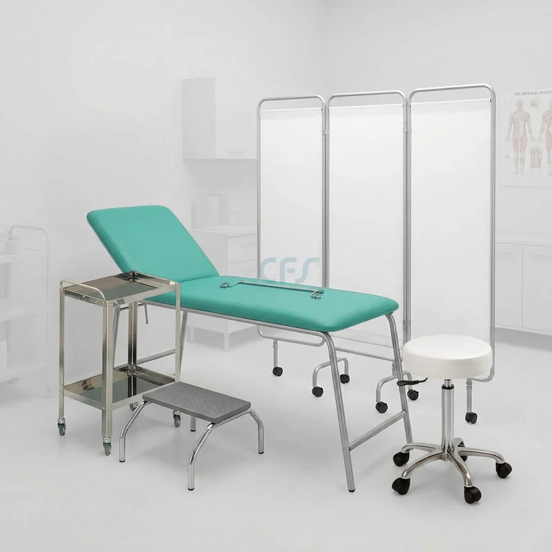 Pacchetto Ambulatorio DOCTOR Luxury - Lettino Verde + Sgabello Bianco e Carrello