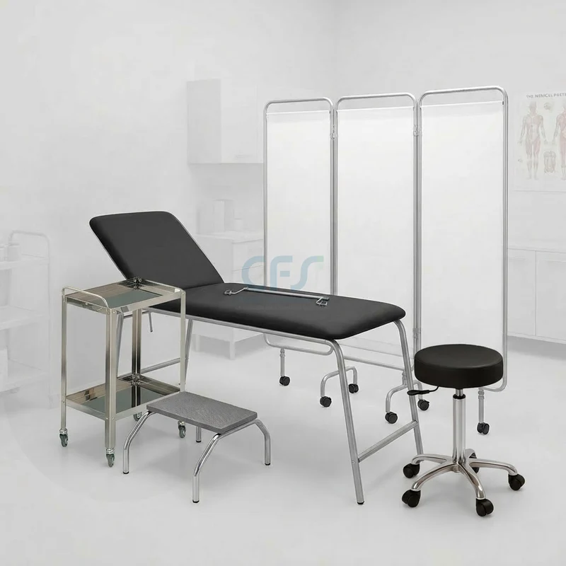 Pacchetto Ambulatorio DOCTOR Luxury - Lettino + Sgabello Nero e Carrello
