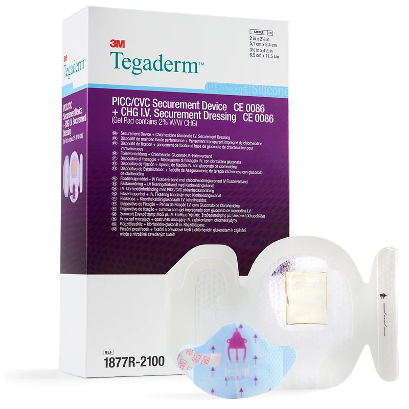 Medicazione adesiva sterile per fissaggio 3M TEGADERM PICC/CVC + CHG cm 8,5 x 11,5 (conf. 20 pz.)