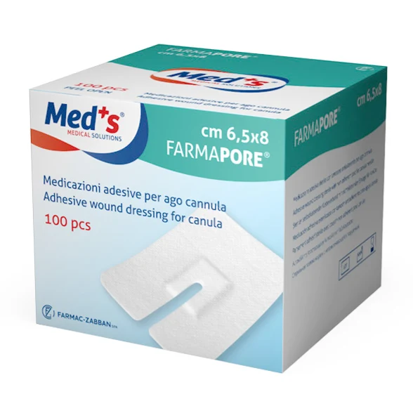 Medicazione adesiva sterile per fissaggio in TNT FARMAPORE cm 6,5 x 8 (conf. 100 pz)