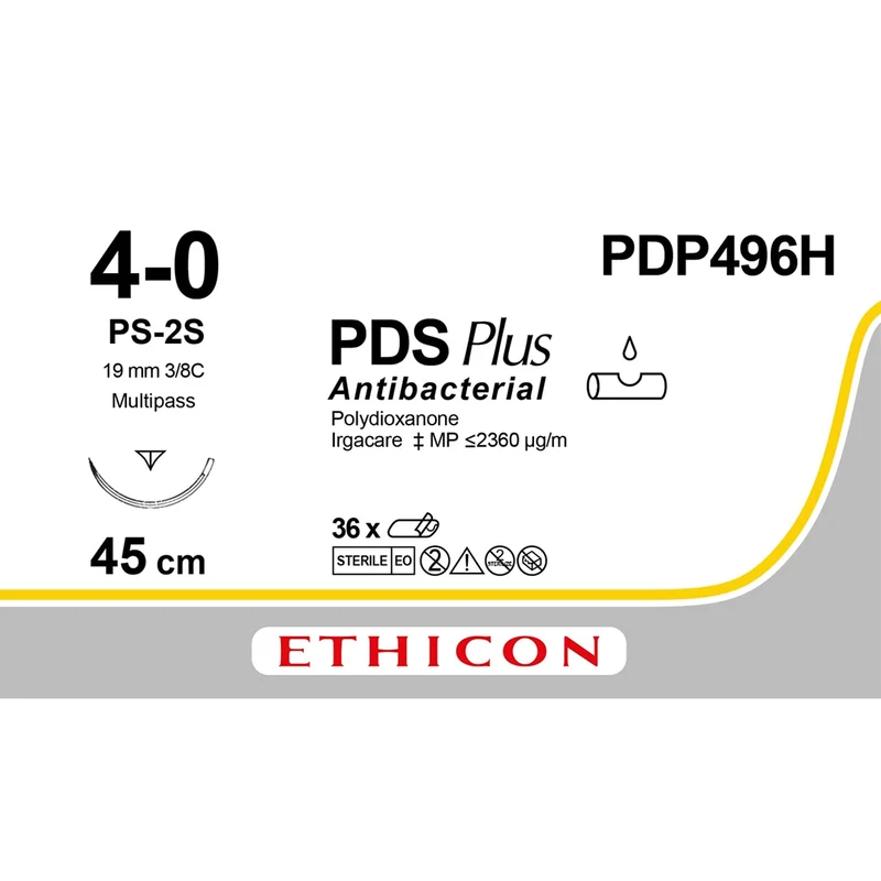 Sutura Ethicon PDS Plus PDP496H - 4-0, Ago 3/8 PS-2S mm 19 - Incolore (conf. 36 pz.)