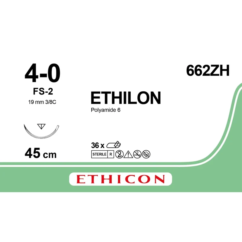 Sutura Ethicon ETHILON 662ZH - 4-0, Ago 3/8 FS-2 mm 19 - Nero (conf. 36 pz.)