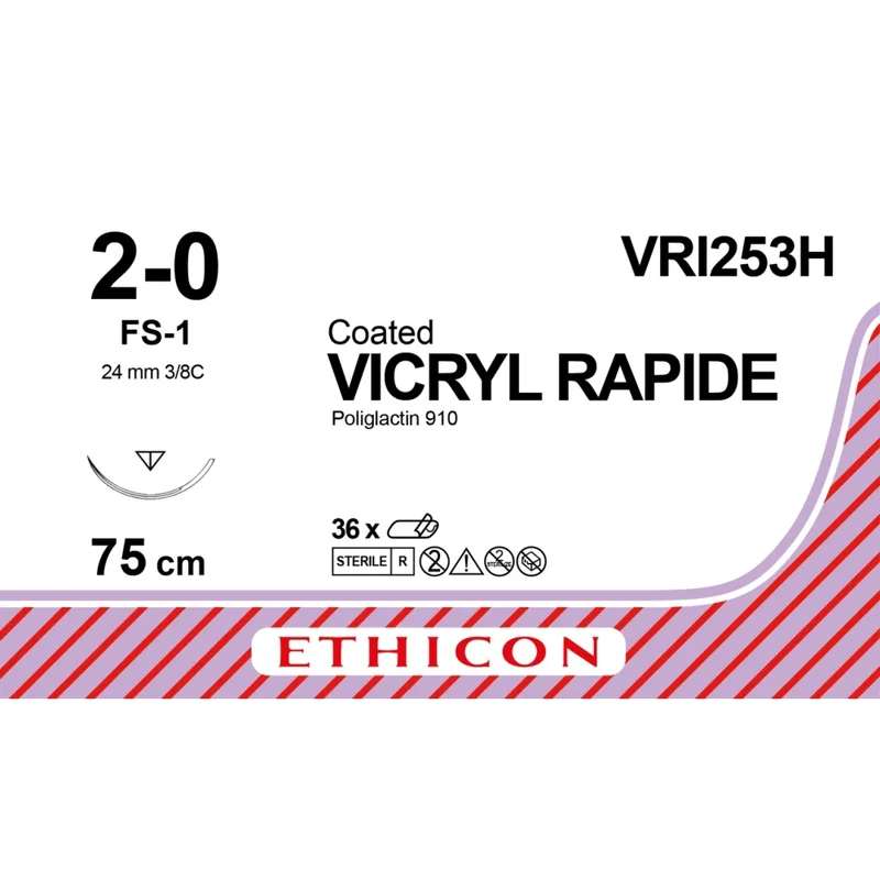 Sutura Ethicon VICRYL RAPIDE VRI253H - 2-0, Ago 3/8 FS-1 mm 24 - Incolore (conf. 36 pz.)