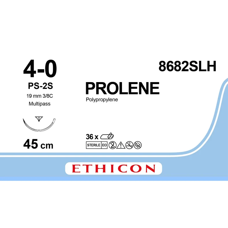 Sutura Ethicon PROLENE BLUE 8682SLH - 4-0, Ago 3/8 PS-2S mm 19 - Blu (conf. 36 pz.)