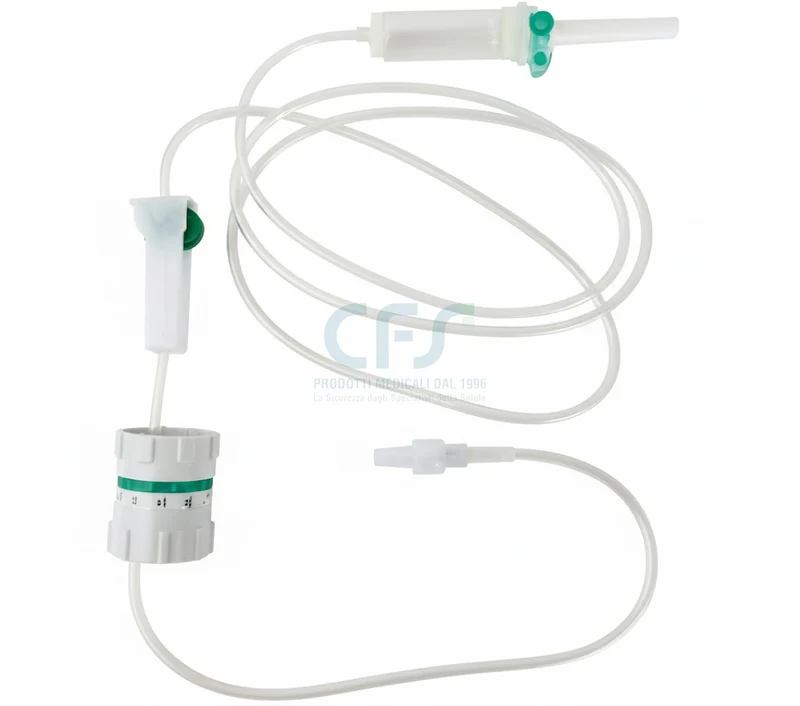 Deflussore a 1 via con raccordo Luer Lock e regolatore - Tubo 150 cm (conf. 20 pz.)
