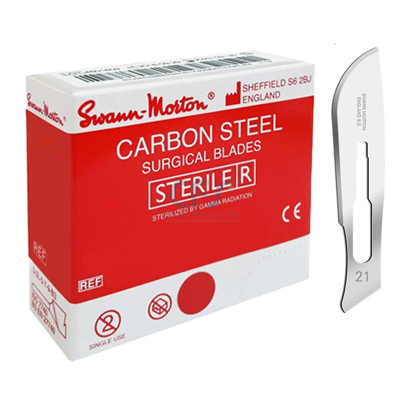 Lame bisturi monouso sterili Swann-Morton n.21 - Carbonio (conf. 100 pz.)