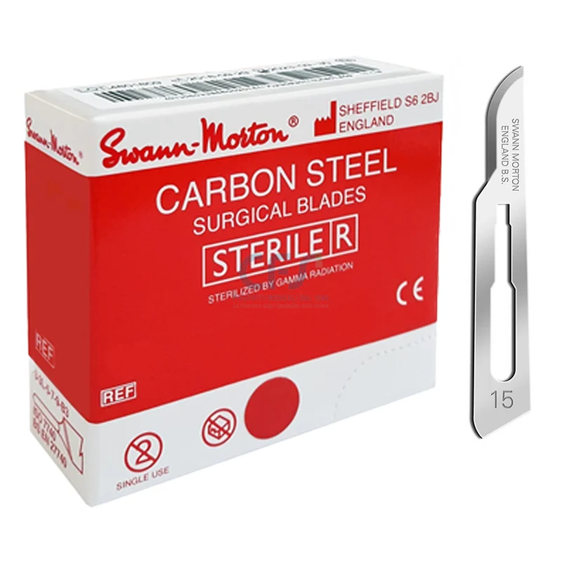 Lame bisturi monouso sterili Swann-Morton n.15 - Carbonio (conf. 100 pz.)