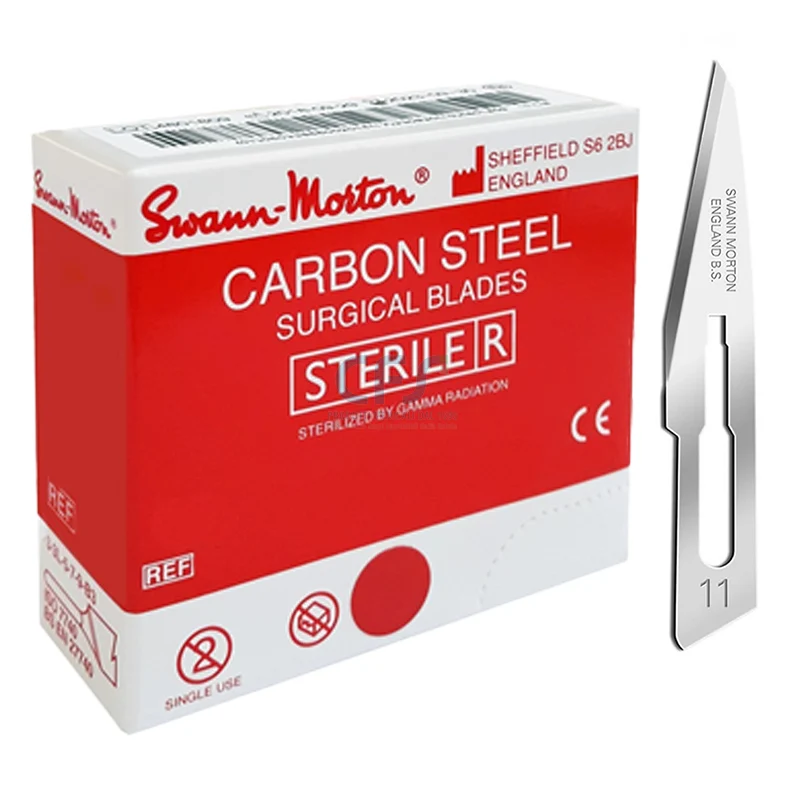 Lame bisturi monouso sterili Swann-Morton n.11 - Carbonio (conf. 100 pz.)