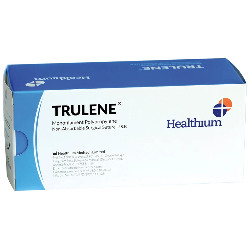 Sutura Healthium TRULENE, ago 1/2 30mm, USP 0 - filo blu 70cm (conf. 12 pz.)