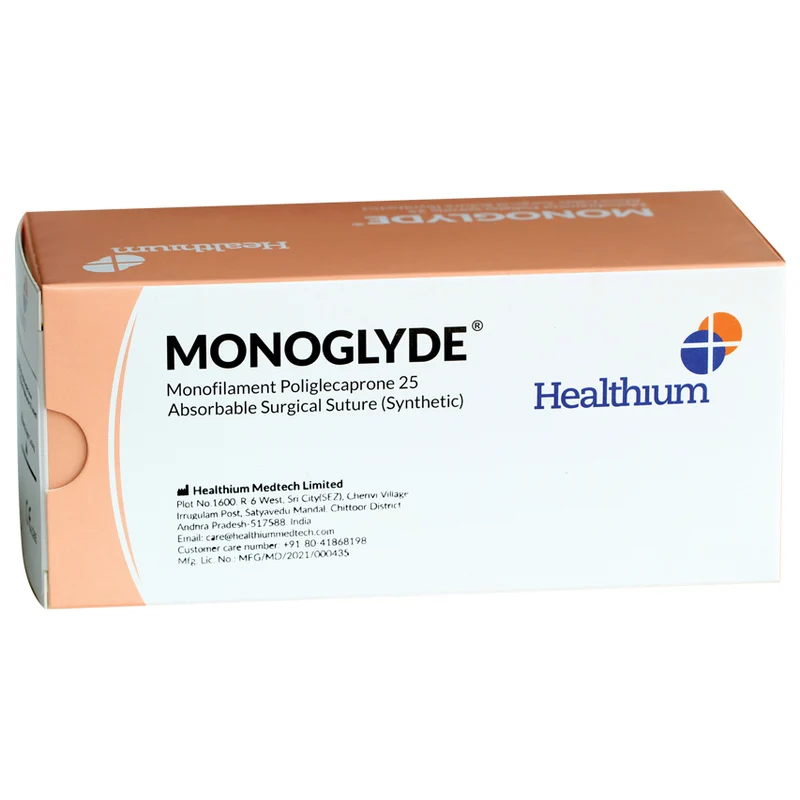 Sutura Healthium MONOGLYDE, ago 3/8 19mm, USP 5/0 - filo incolore 45cm (conf. 12 pz.)