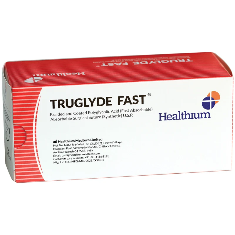 Sutura Healthium TRUGLYDE FAST, ago 3/8 16mm, USP 4/0 - filo incolore 70cm (conf. 12 pz.)