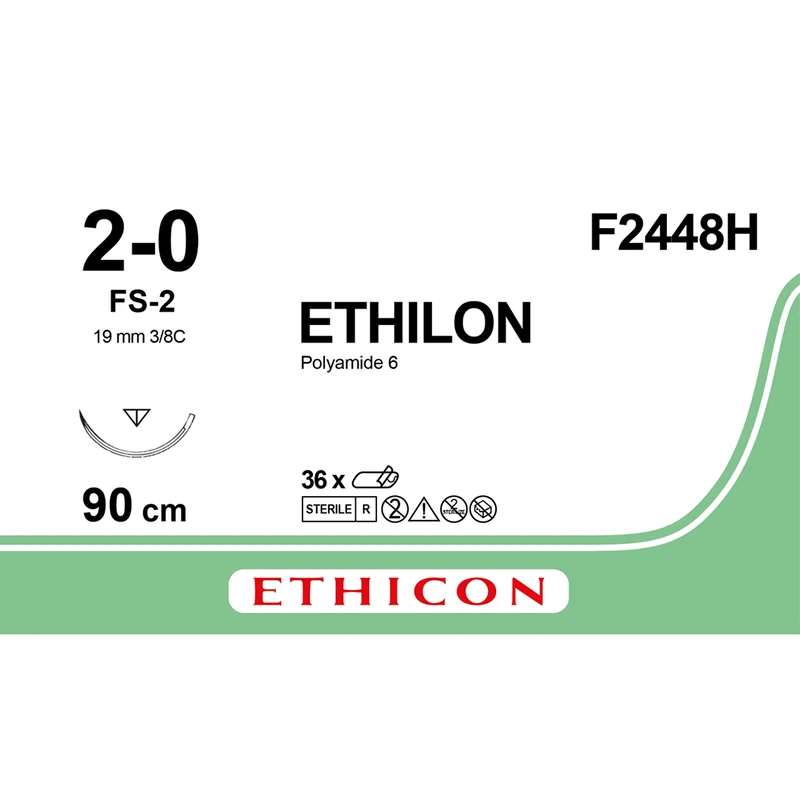 Sutura Ethicon ETHILON F2448H - 2-0, Ago 3/8 FS-2 mm 19 - Nero (conf. 36 pz.)