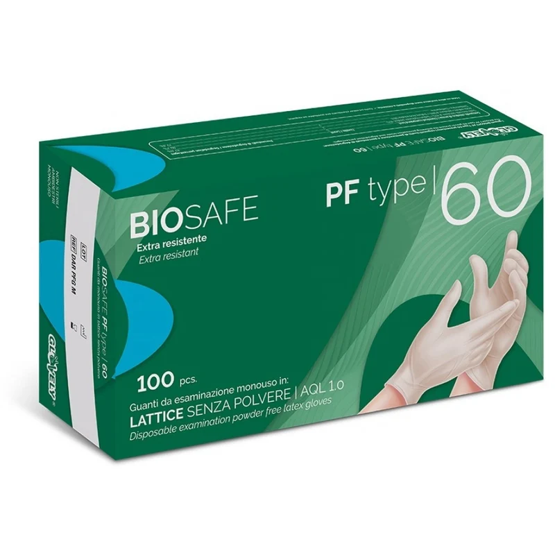 Guanti in lattice senza polvere BIOSAFE PF Type 60 (conf. 100 pz.)