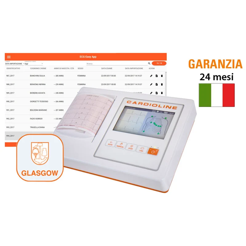 ECG CARDIOLINE ECG100L FULL - Elettrocardiografo a 3-6 canali interpretativo