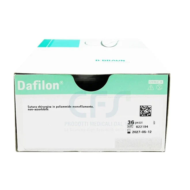 Dafilon suture non assorbibili in nylon, ago 3/8 12mm, USP 5/0 - filo blu 45cm (conf. 36 pz.)