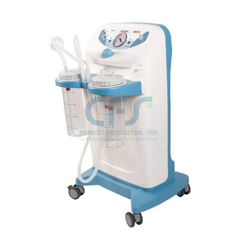 Aspiratore CLINIC PLUS con 2 vasi da 4 litri - 60 lit/min - 110V - con pedale e regolatore di flusso