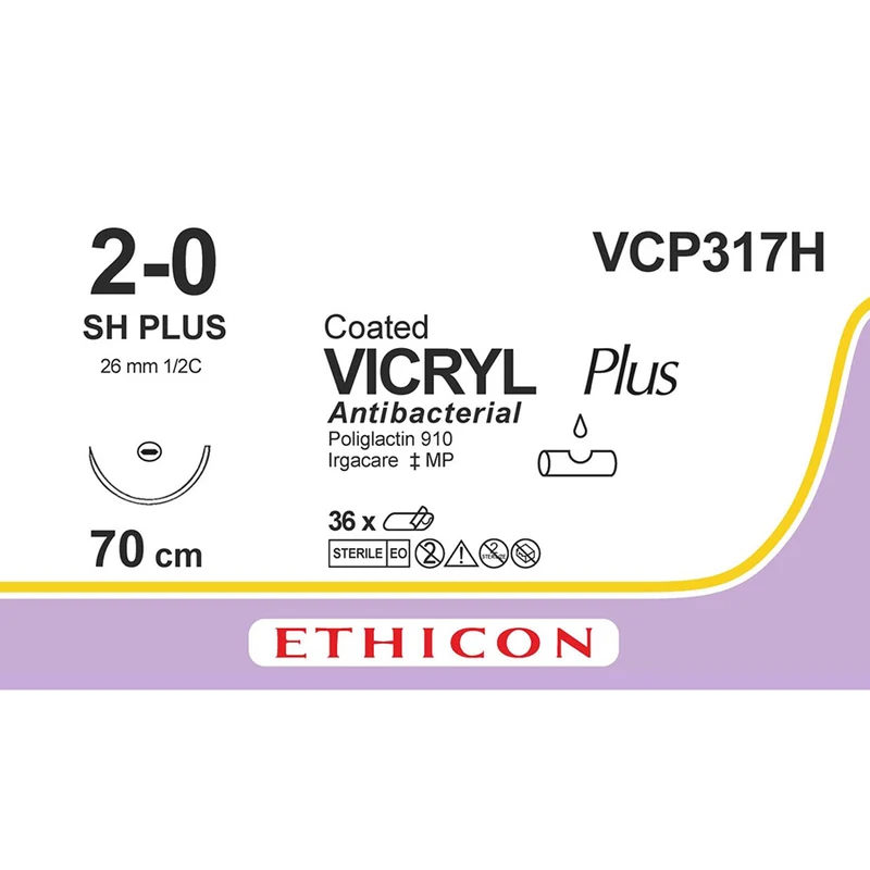 Sutura Ethicon VICRYL Plus VCP317H - 2-0, Ago 1/2 SH PLUS mm 26 - Viola (conf. 36 pz.)