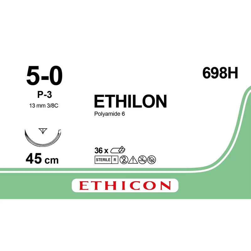 Sutura Ethicon ETHILON 698H - 5-0, Ago 3/8 P-3 mm 13 - Nero (conf. 36 pz.)