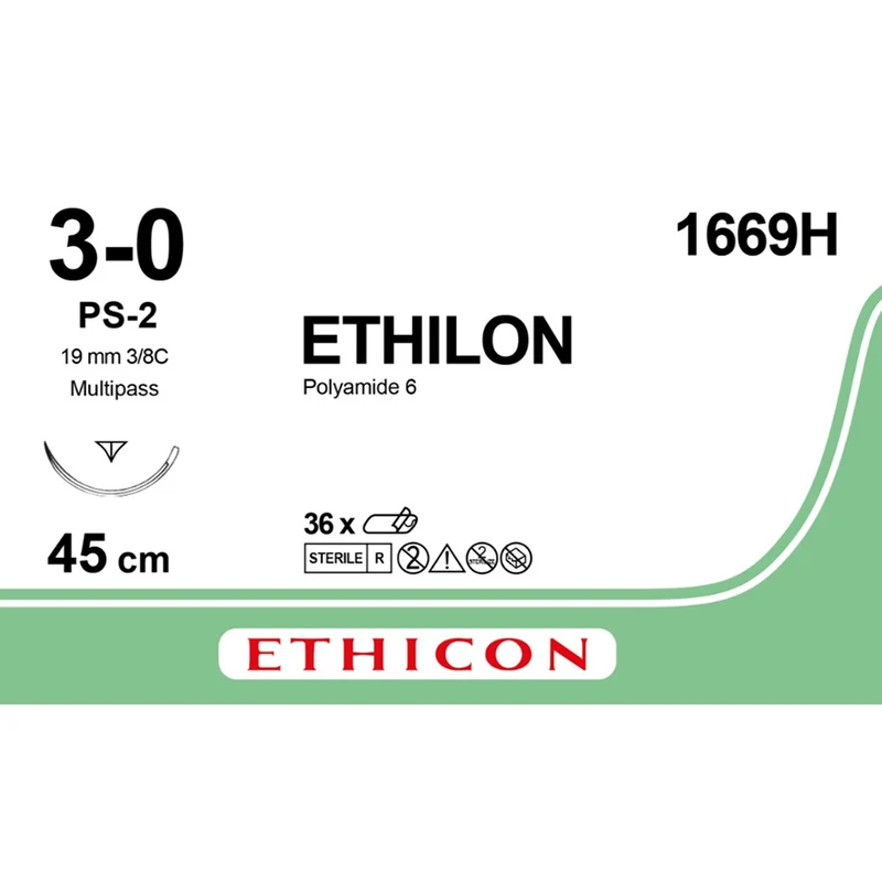 Sutura Ethicon ETHILON 1669H - 3-0, Ago 3/8 PS-2 mm 19 - Nero (conf. 36 pz.)