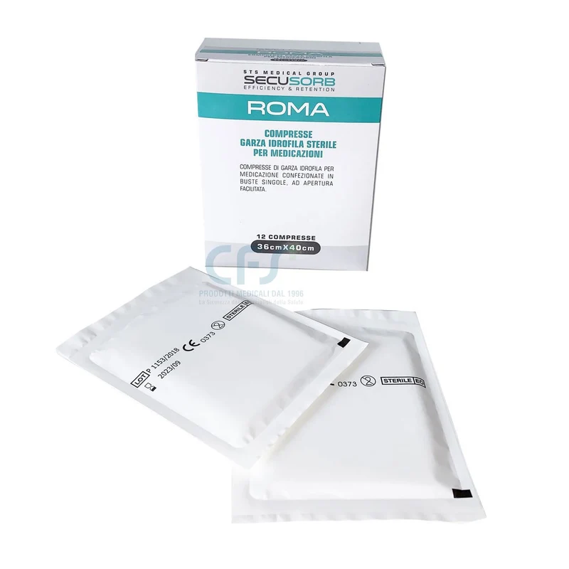 Compresse di garza cotone SECUSORB ROMA cm 36 x 40 - Sterile (conf. 12 pz.)