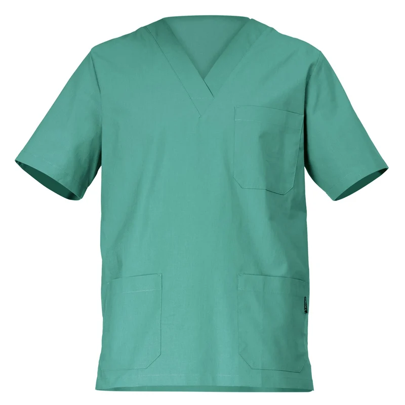 Casacca in cotone 100% PIERO - Verde con scollo a V (Unisex)