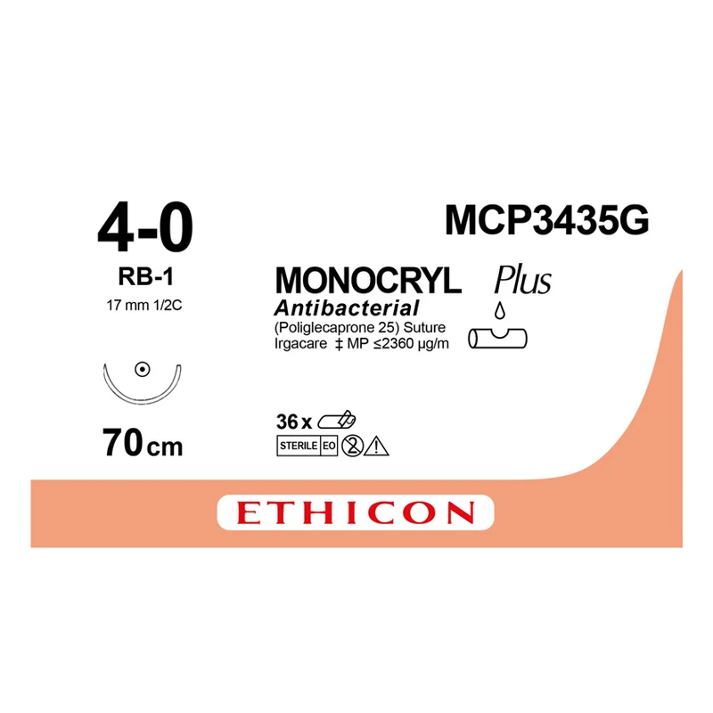 Sutura Ethicon MONOCRYL Plus MCP3435G - USP 4-0,Ago RB-1 - Viola (Conf. 12 pz.)