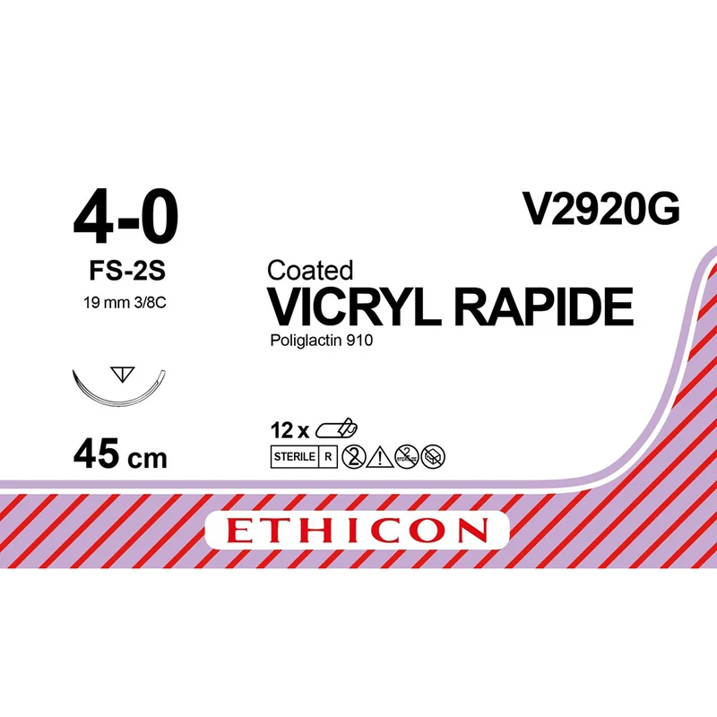 Sutura Ethicon VICRYL RAPID V2920G - 4-0, Ago 3/8 FS-2 mm 19 - Incolore (conf. 12 pz.)