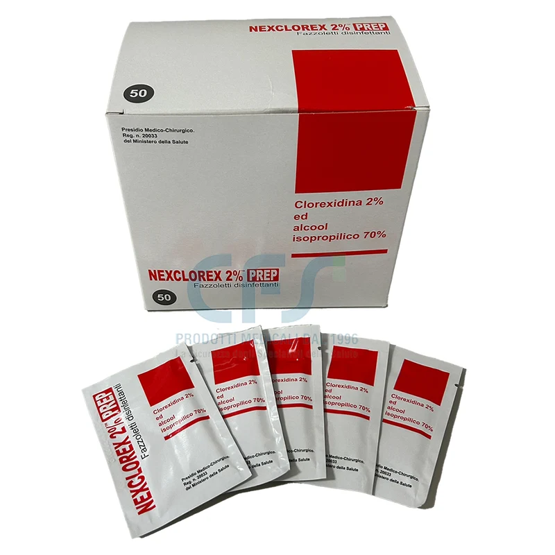 Salvietta disinfettante alla clorexidina e alcool isopropilico NEXCLOREX 2% PREP (conf. 50 pz.)
