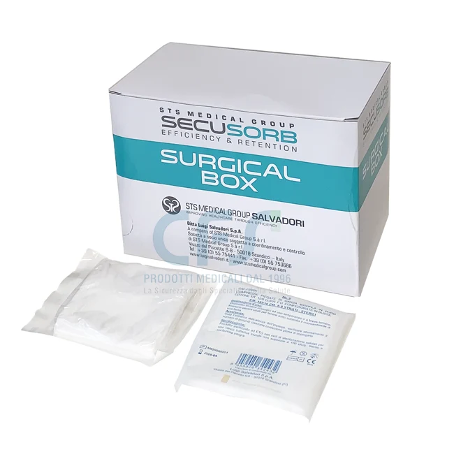 Compresse SECUSORB cm 10 x 10 a 8 strati / Sterile - Box 200 pz 40 bustine da 5