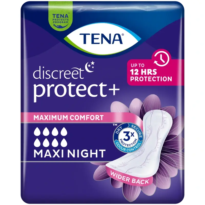 Tena Discreet Compress Maxi Night, 12 Units