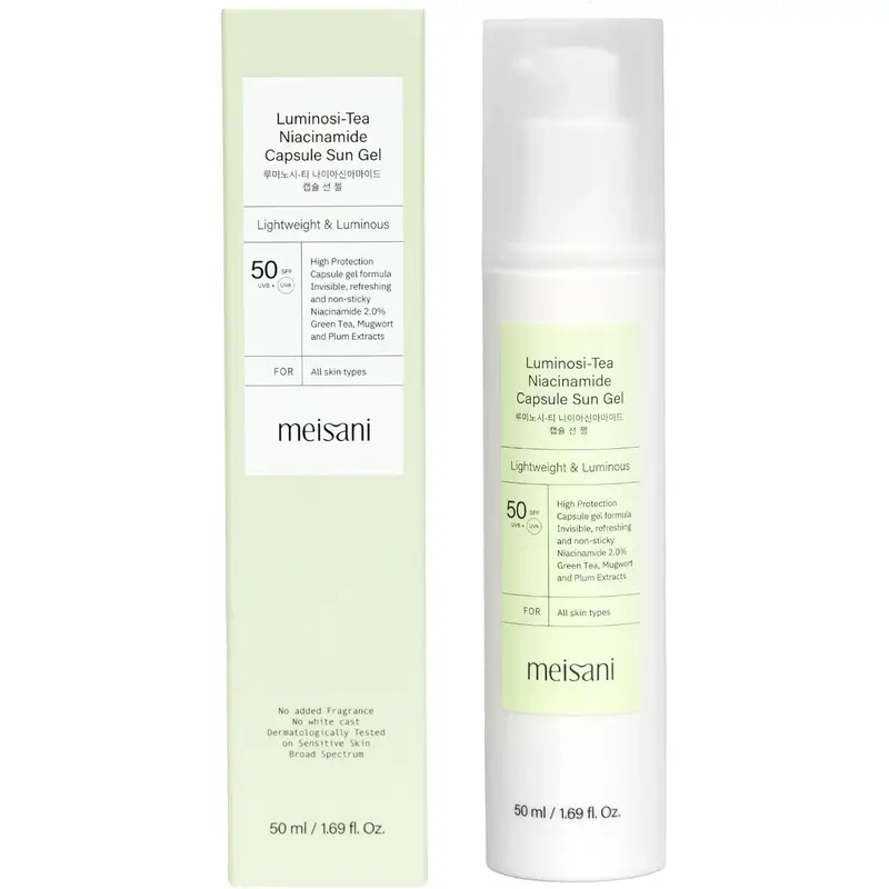 Meisani Luminosi-Tea Niacinamide Capsule Sun Gel SPF50, 50 ml