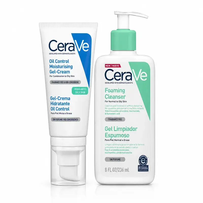 Cerave Cerave Foaming Cleansing Gel 236 Ml + Oil Control Moisturising Cream Gel 52 Ml