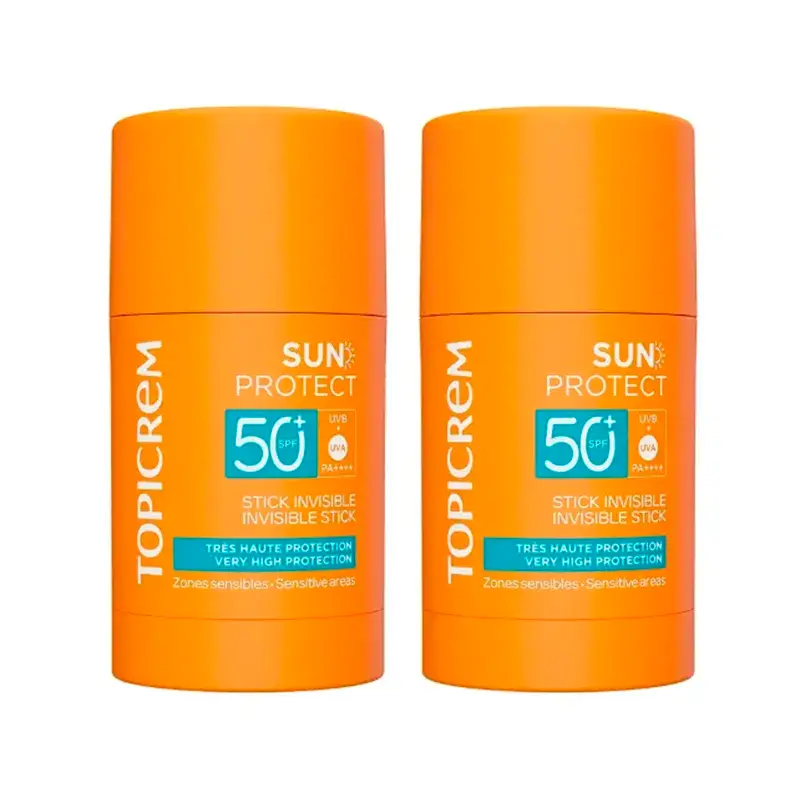 Topicrem Sun Protect Invisible Stick Spf50+, Pack 2 x 15 Gr