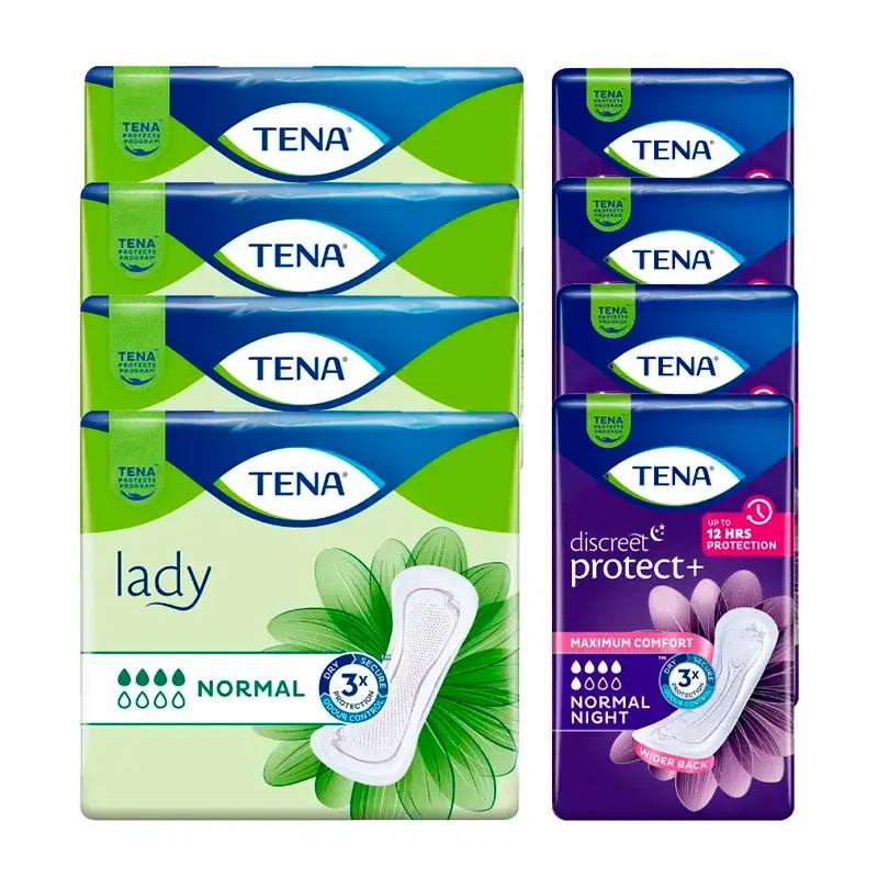 TENA Lady Normal 4 x 24 pcs + TENA Discreet Normal Night 4 x 10 pcs - 1 MONTH